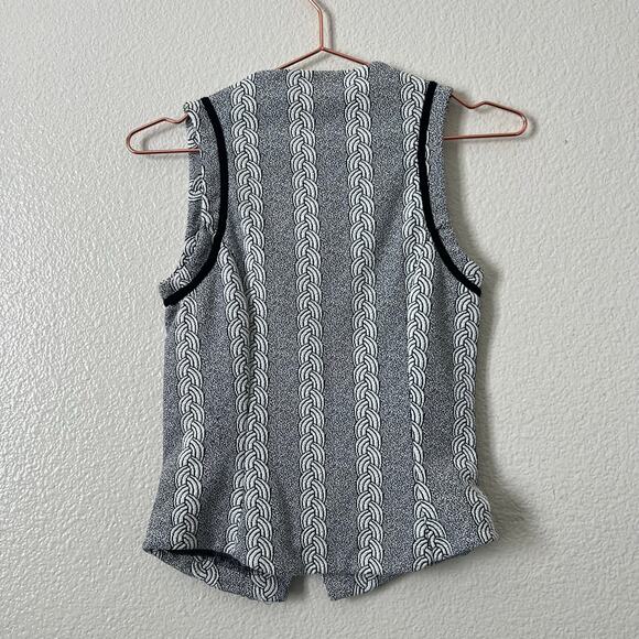 Rayure Paris Asymmetrical Moto Zip Vest Top textured braid knit black white - Picture 2 of 4